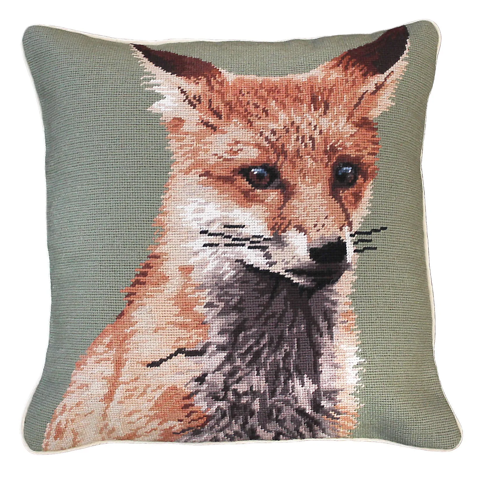 Sitting Fox 18" x 18" Needlepoint Pillow