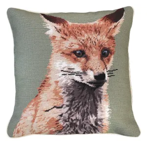 Sitting Fox 18" x 18" Needlepoint Pillow