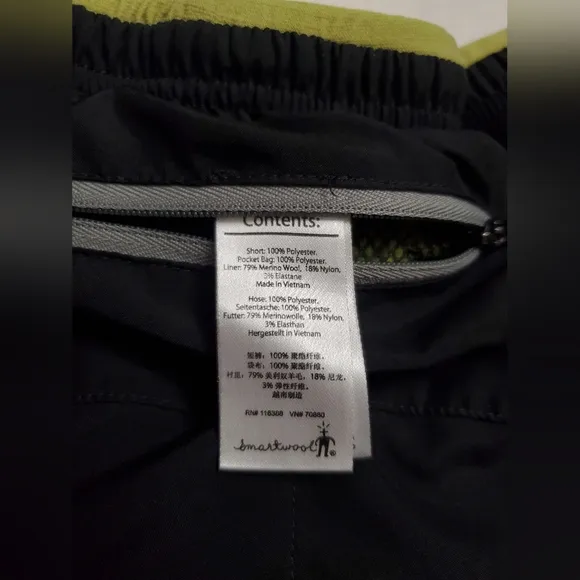 Smartwool PHD Black Athletic Shorts 7&quot; Inseam Classic Gym Athleisure Size Small
