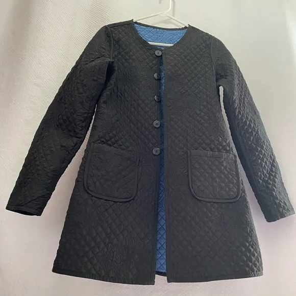 Soft Surroundings blue  and black reversible quilted jacket size S