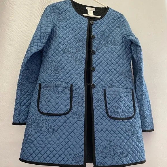 Soft Surroundings blue  and black reversible quilted jacket size S