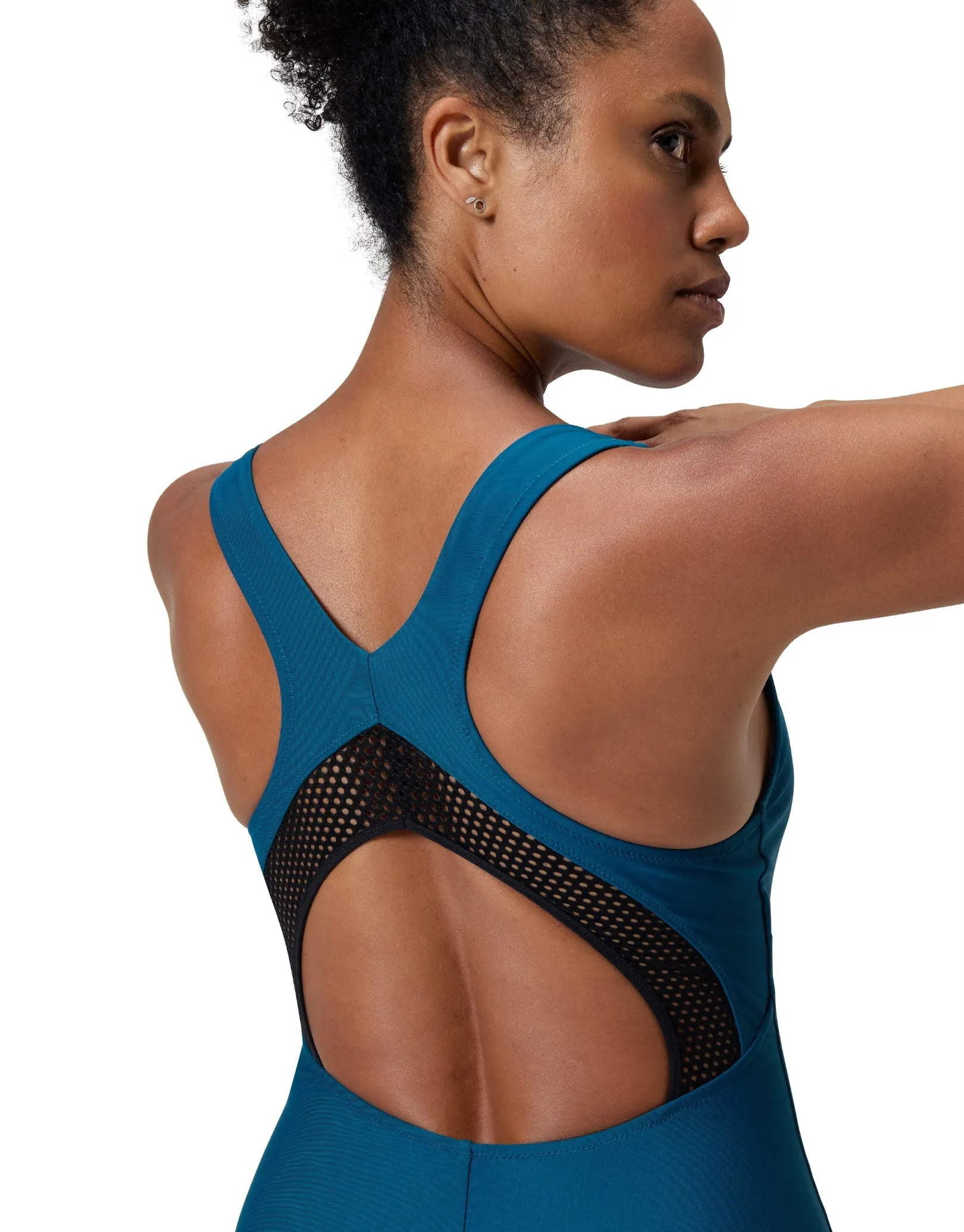 Solid Scoop Mesh Swimsuit - Green