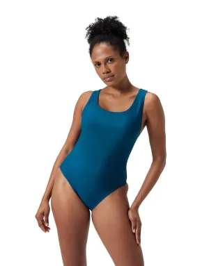 Solid Scoop Mesh Swimsuit - Green