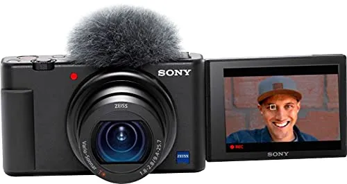Sony ZV-1 Digital Camera for Content Creators, Vlogging and YouTube with Flip Screen, Built-in Microphone, 4K HDR Video, Touchscreen Display, Live Video Streaming, Webcam