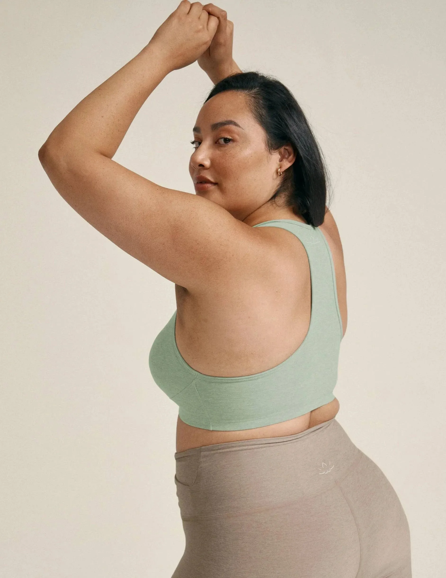 Spacedye Lift Your Spirits Bra by Beyond Yoga | Minty Slate Hthr