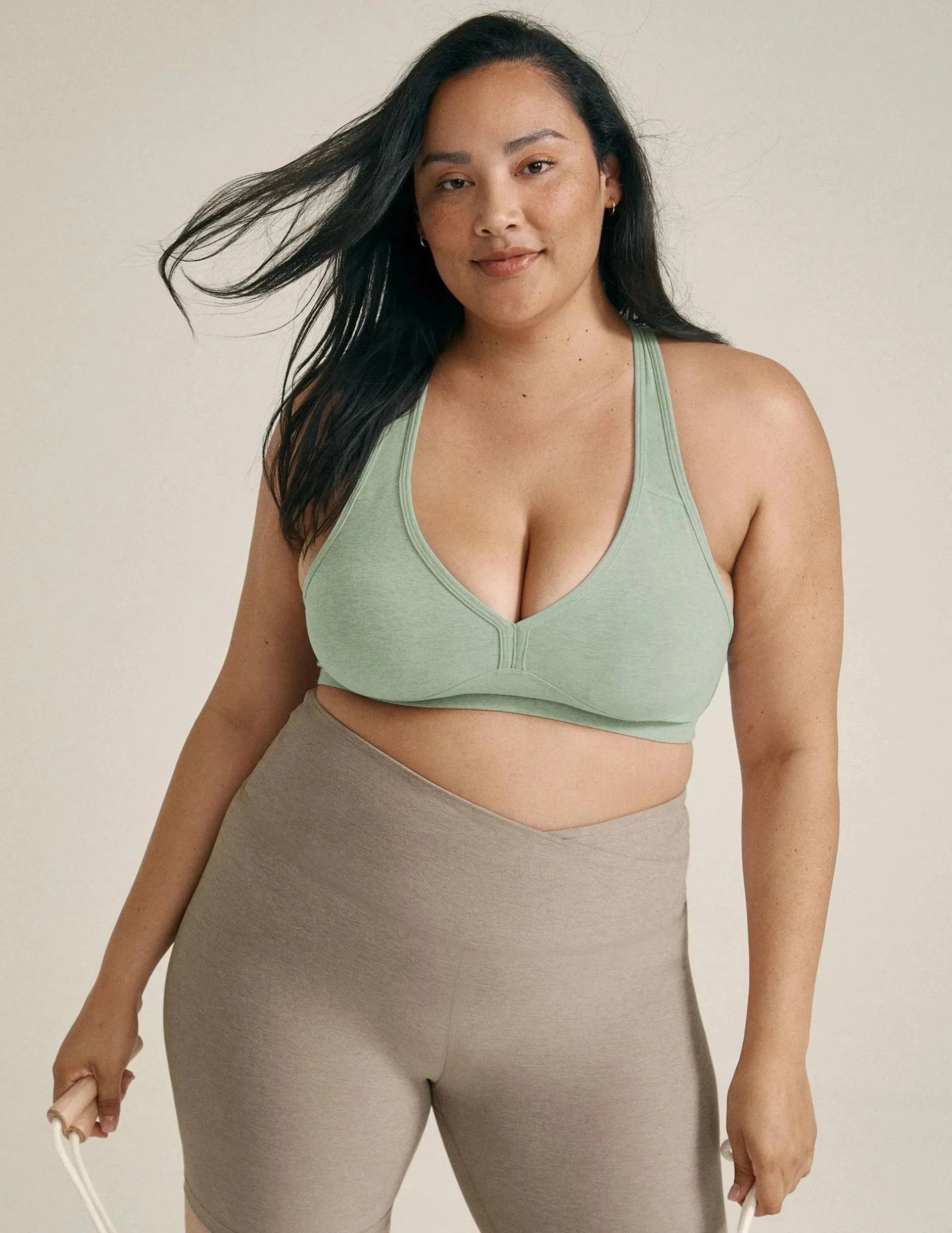 Spacedye Lift Your Spirits Bra by Beyond Yoga | Minty Slate Hthr