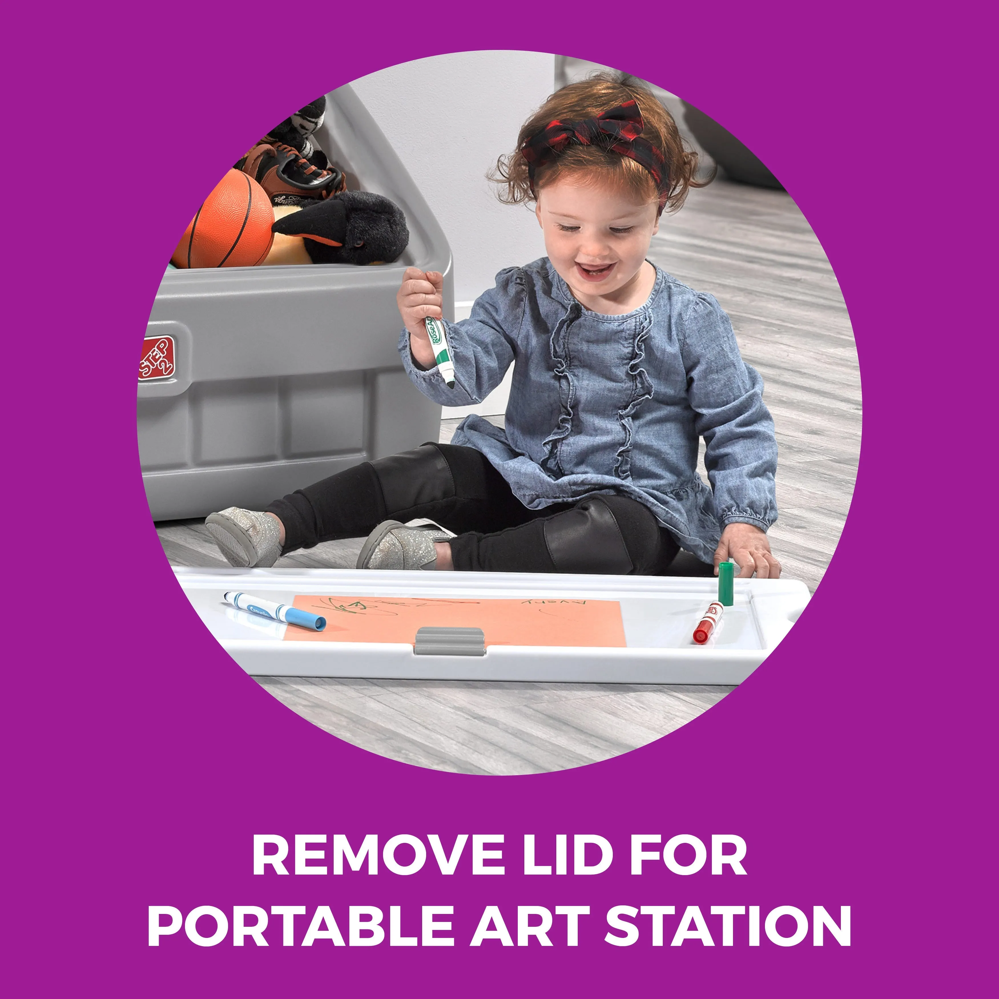 Step2 2-n-1 Toy Box & Art Lid - Gray