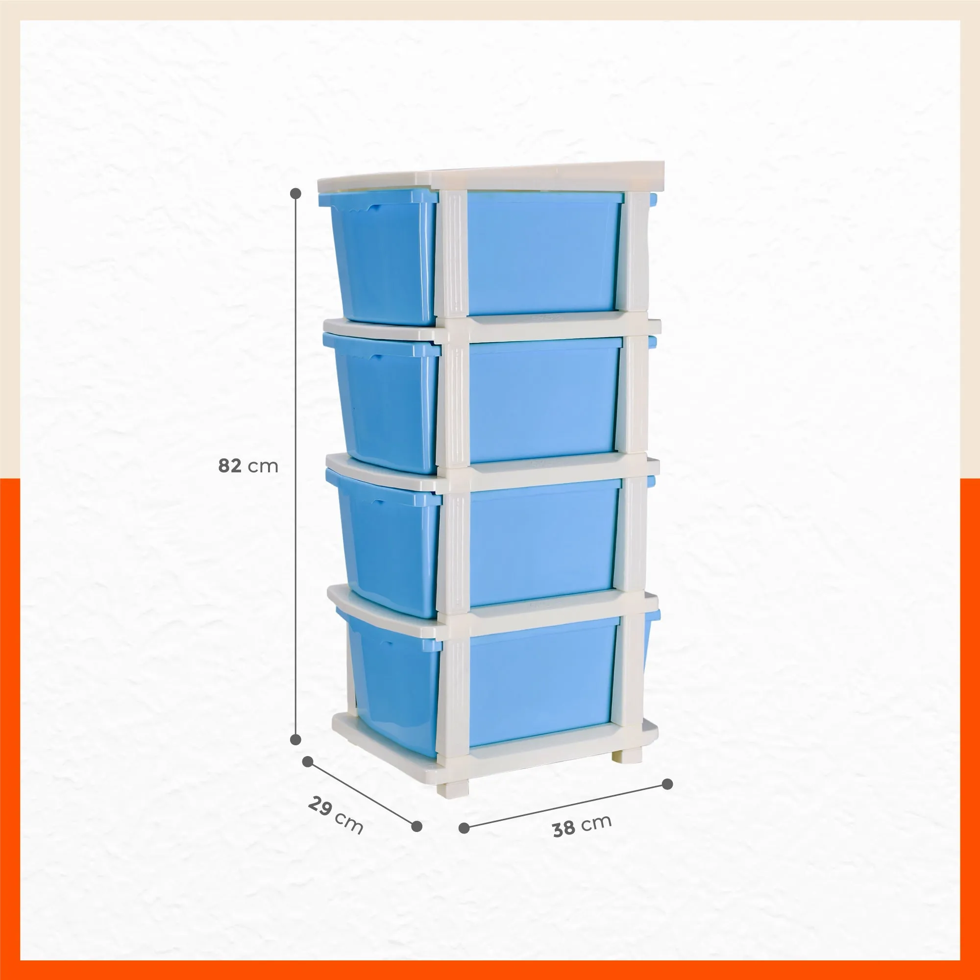 Stomo 4 Drawer Multi-Purpose Storage Organizer for Home and Office (Blue)