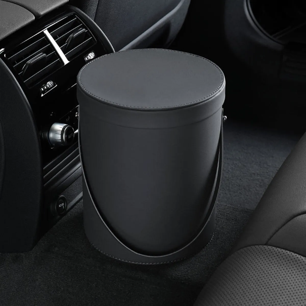 Storage Box Trash Can, Custom Fit For Your Cars, Portable Collapsible Car Trash Can, Leather Waterproof Small Mini Car Garbage Can Waste Basket, Car Accessories MB15989