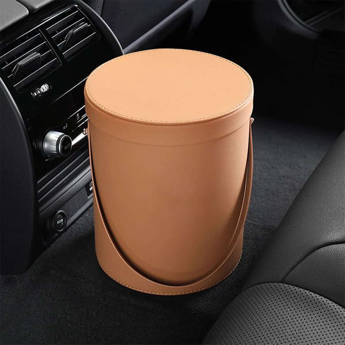 Storage Box Trash Can, Custom Fit For Your Cars, Portable Collapsible Car Trash Can, Leather Waterproof Small Mini Car Garbage Can Waste Basket, Car Accessories MB15989