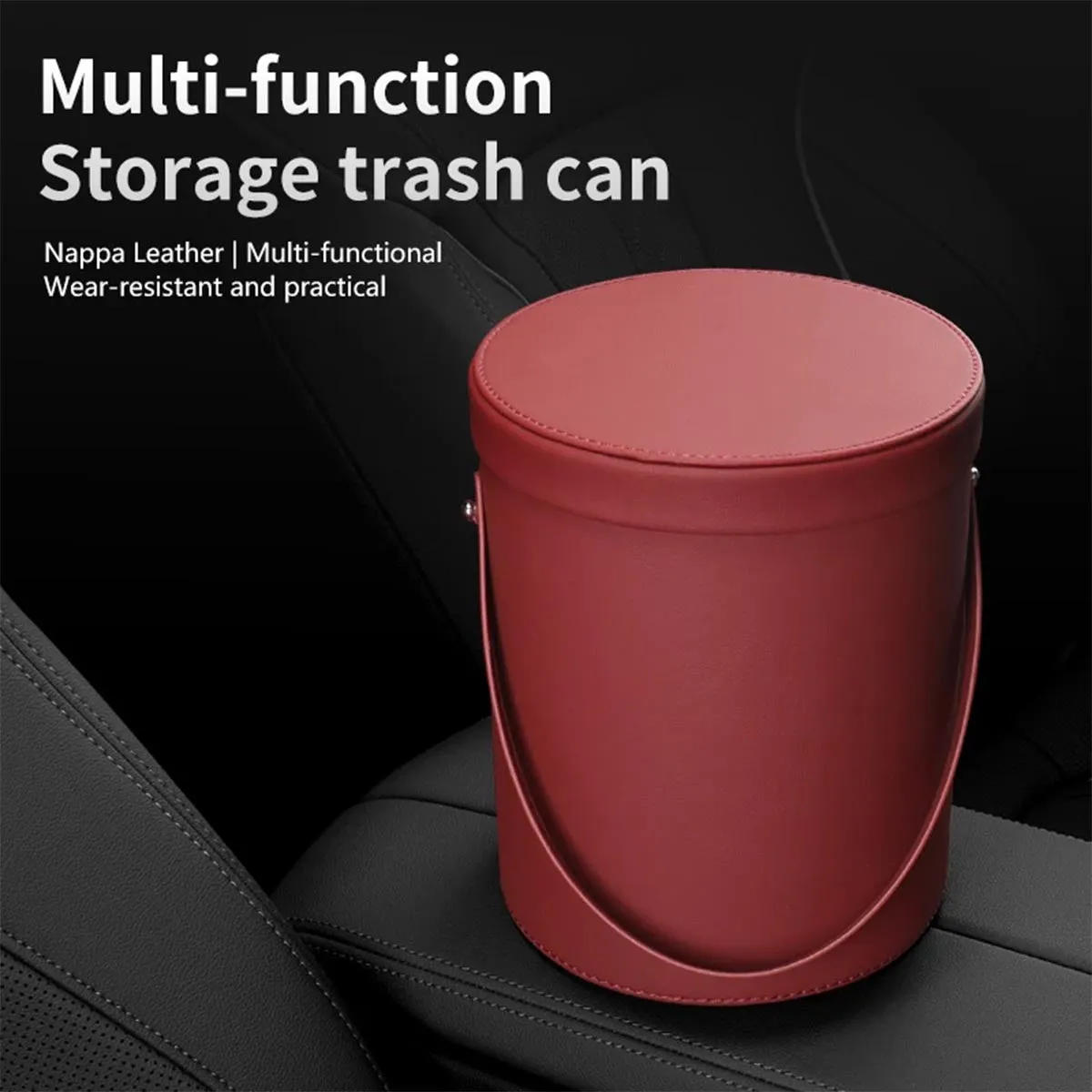 Storage Box Trash Can, Custom Fit For Your Cars, Portable Collapsible Car Trash Can, Leather Waterproof Small Mini Car Garbage Can Waste Basket, Car Accessories MB15989