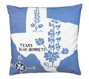Texas Blue Bonnet 20"x20" Cotton Embroidered Pillow