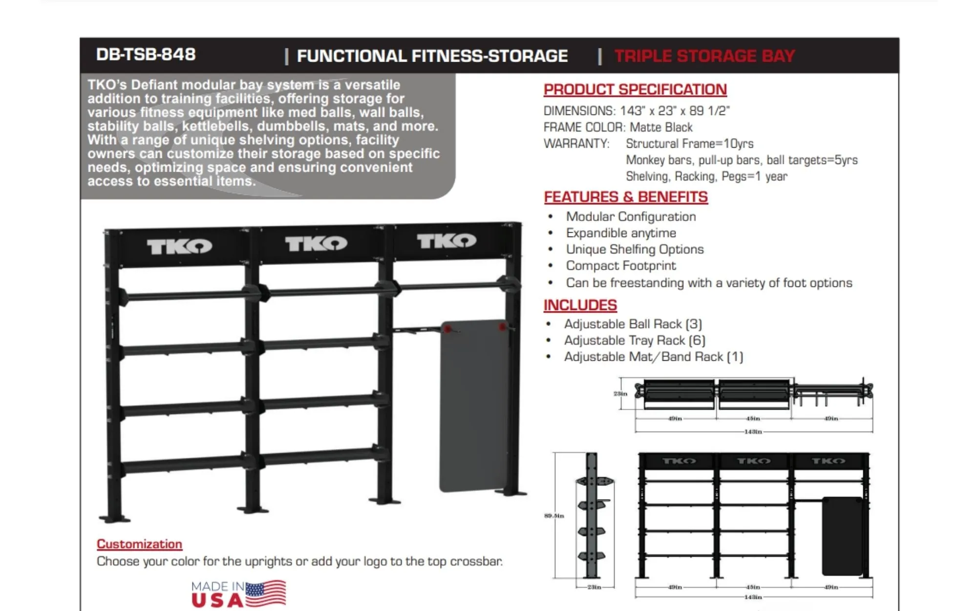 TKO Triple Storage Bay DB-TSB-848