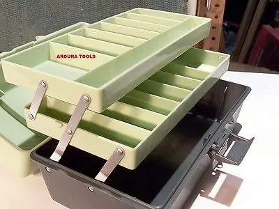 TOOL BOX, FISHING TACKLE BOX, SEWING KIT BOX WITH 2 TRAYS & DIVIDERS - NEW