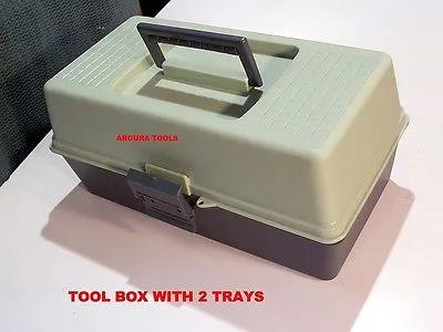 TOOL BOX, FISHING TACKLE BOX, SEWING KIT BOX WITH 2 TRAYS & DIVIDERS - NEW