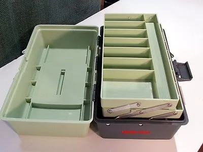 TOOL BOX, FISHING TACKLE BOX, SEWING KIT BOX WITH 2 TRAYS & DIVIDERS - NEW