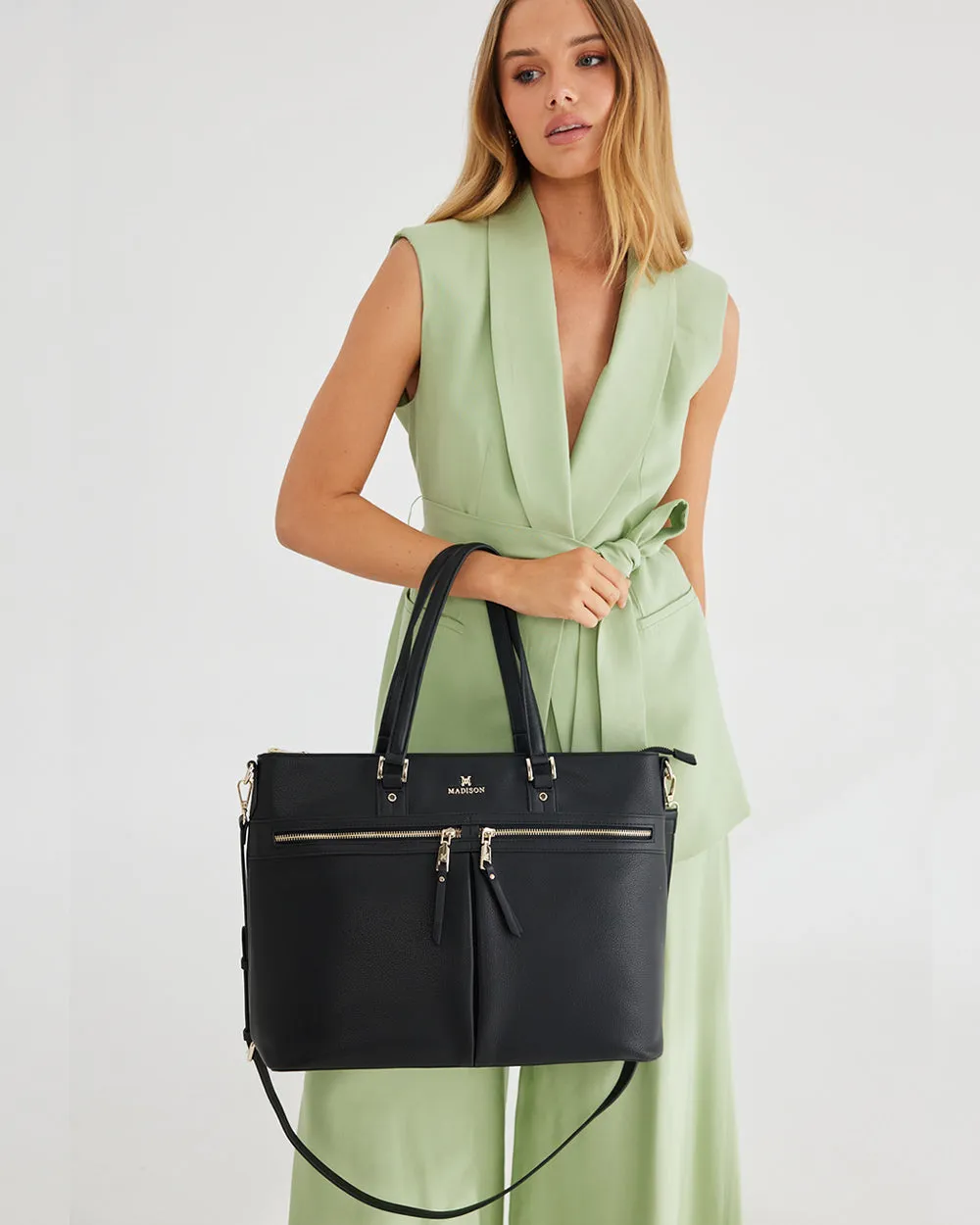 Trish Laptop Tote Work Bag   Monogram Strap