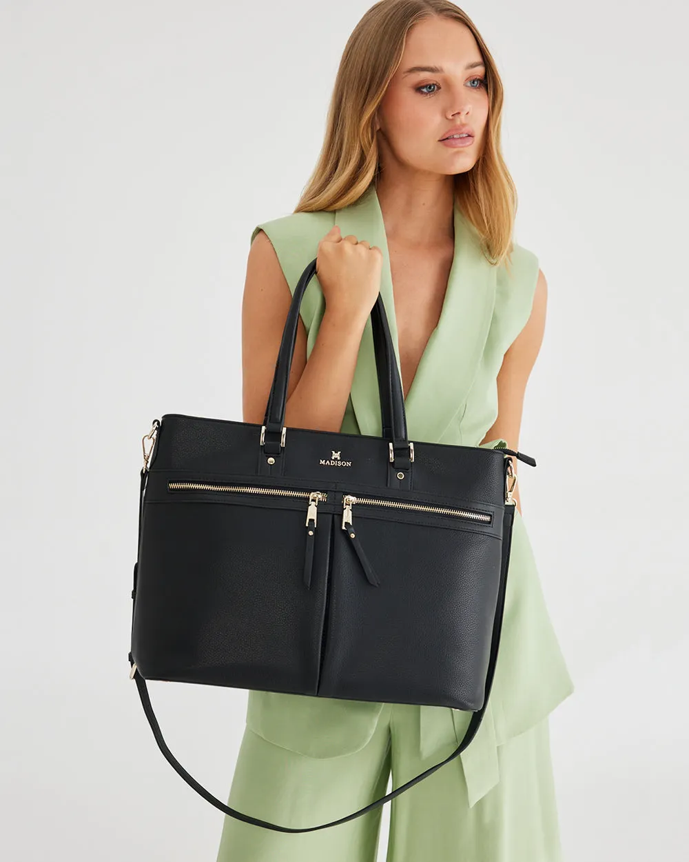 Trish Laptop Tote Work Bag   Monogram Strap