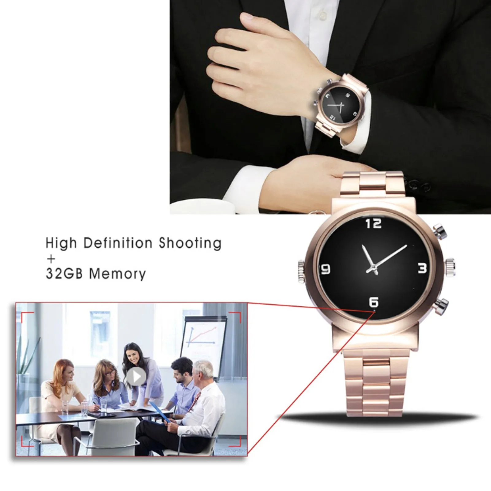 Video Watch Camera 1080p Full HD Video/Audio Recorder 12MP Photo 32GB Memory