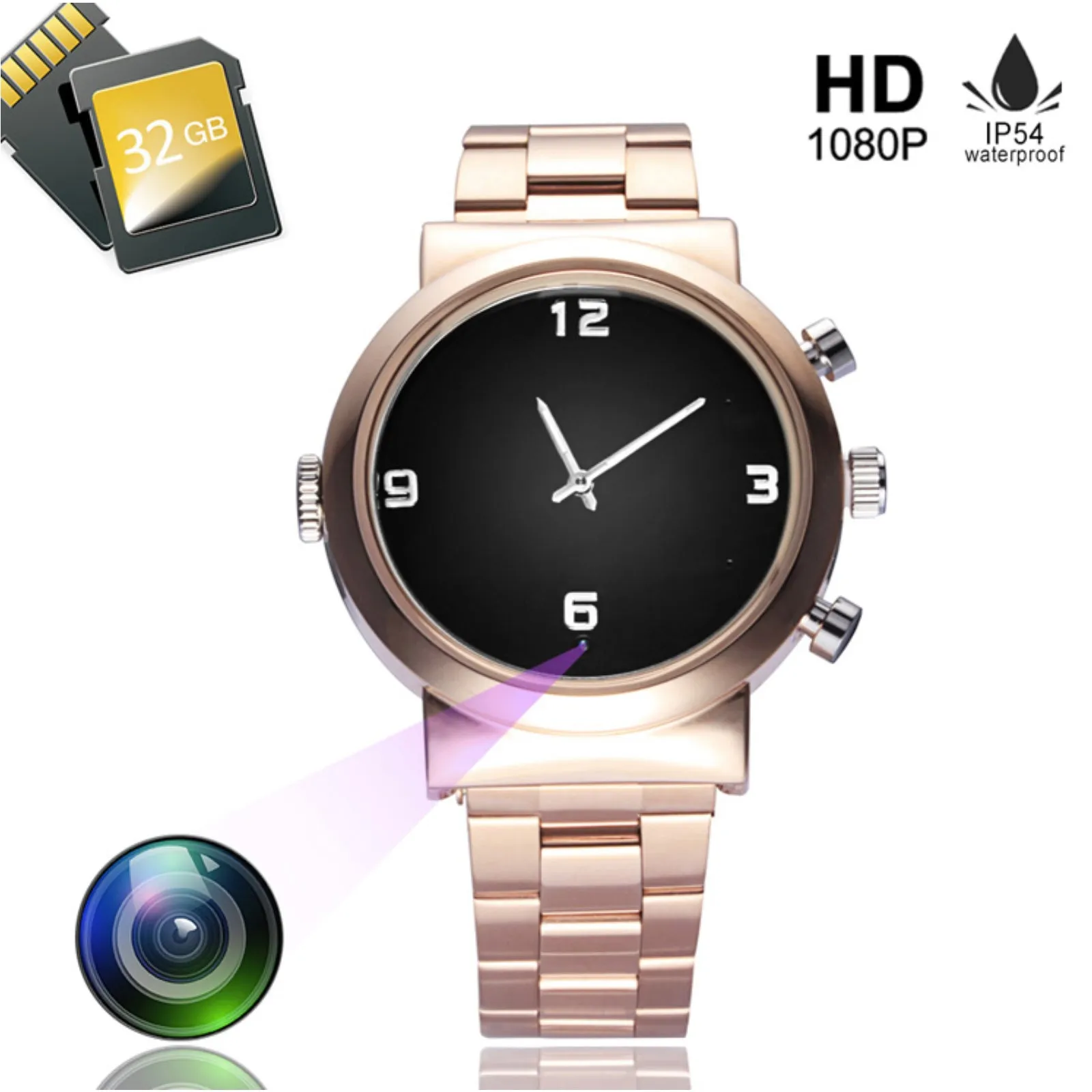 Video Watch Camera 1080p Full HD Video/Audio Recorder 12MP Photo 32GB Memory