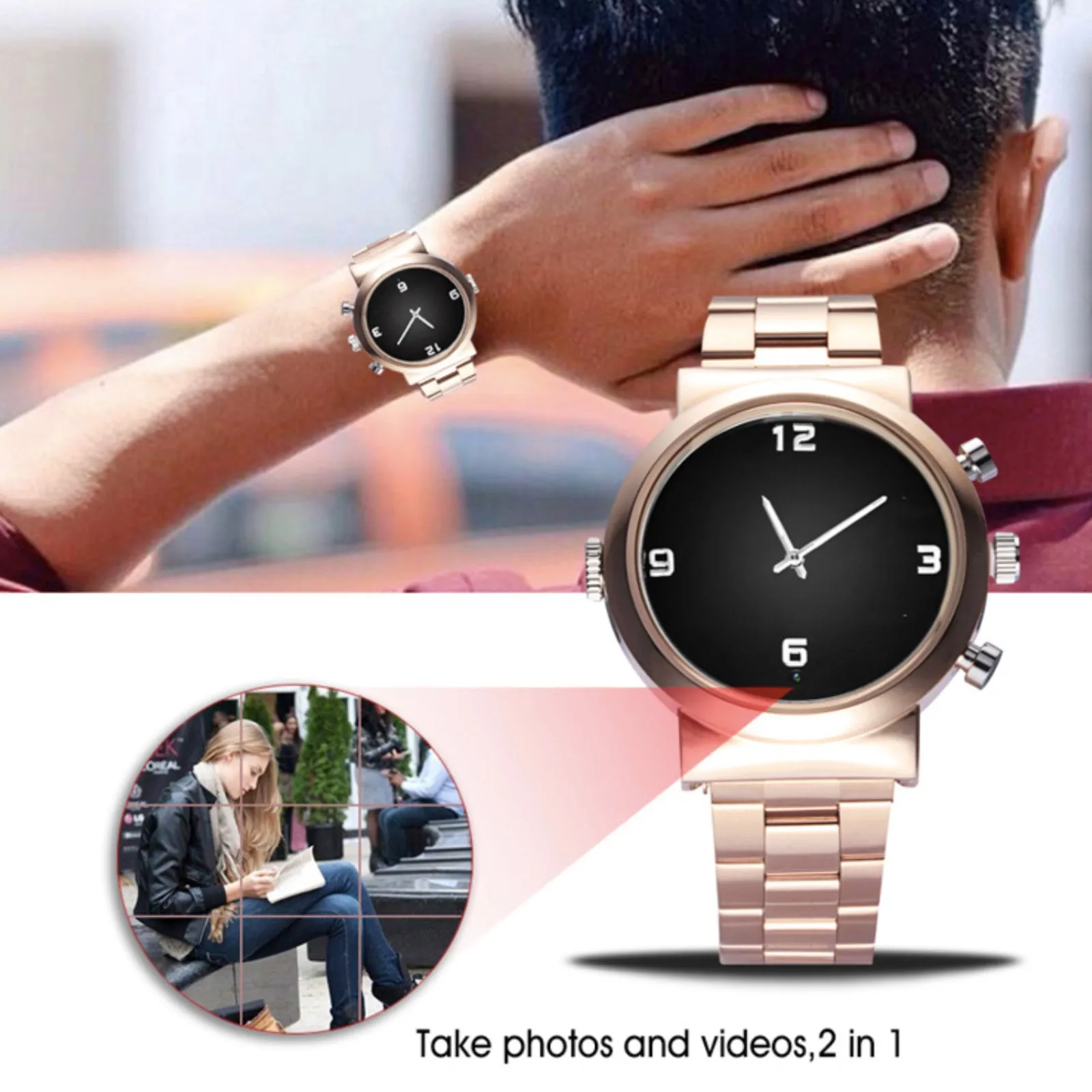 Video Watch Camera 1080p Full HD Video/Audio Recorder 12MP Photo 32GB Memory