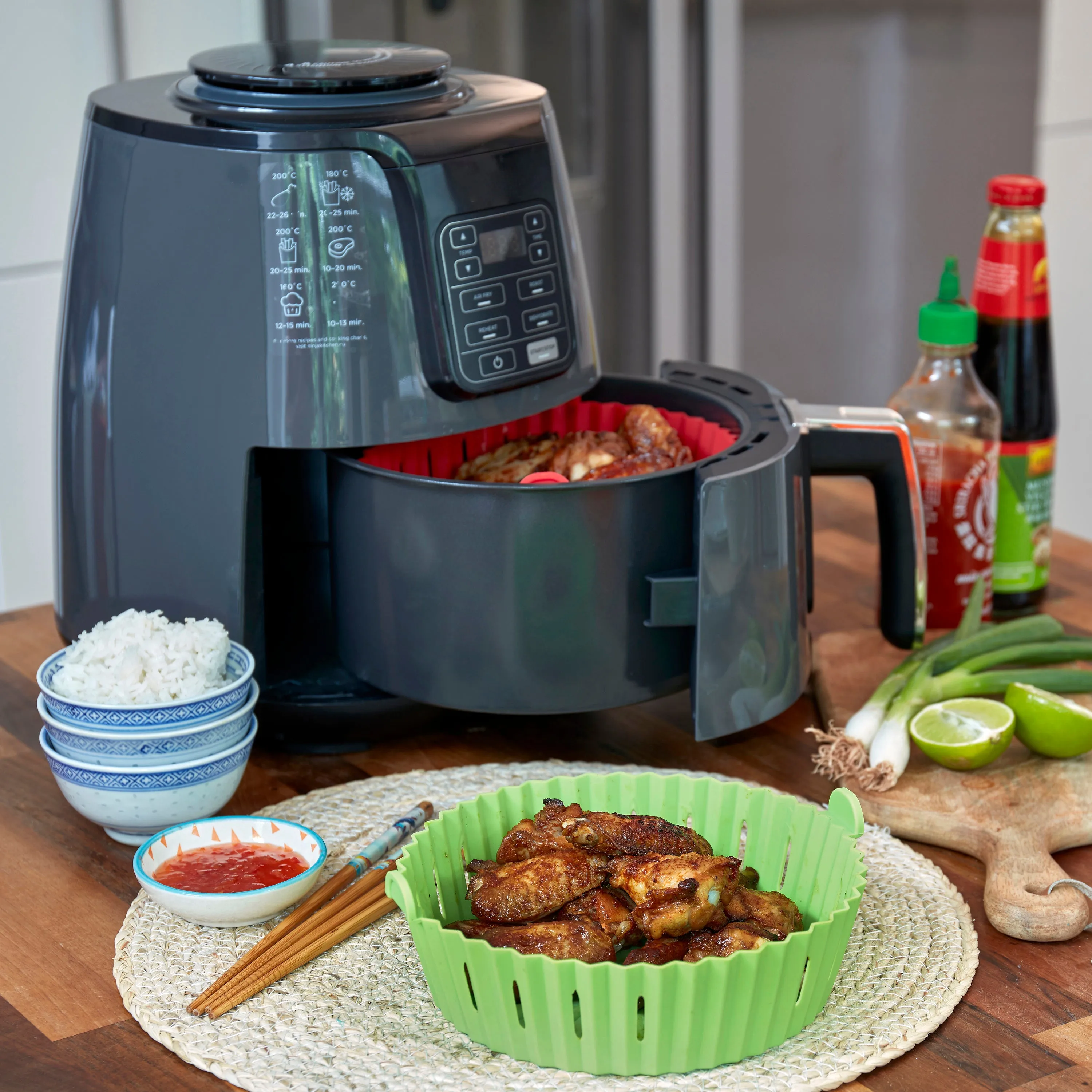 WAFE Silicone Air Fryer Liner 2PACK - Lime Green