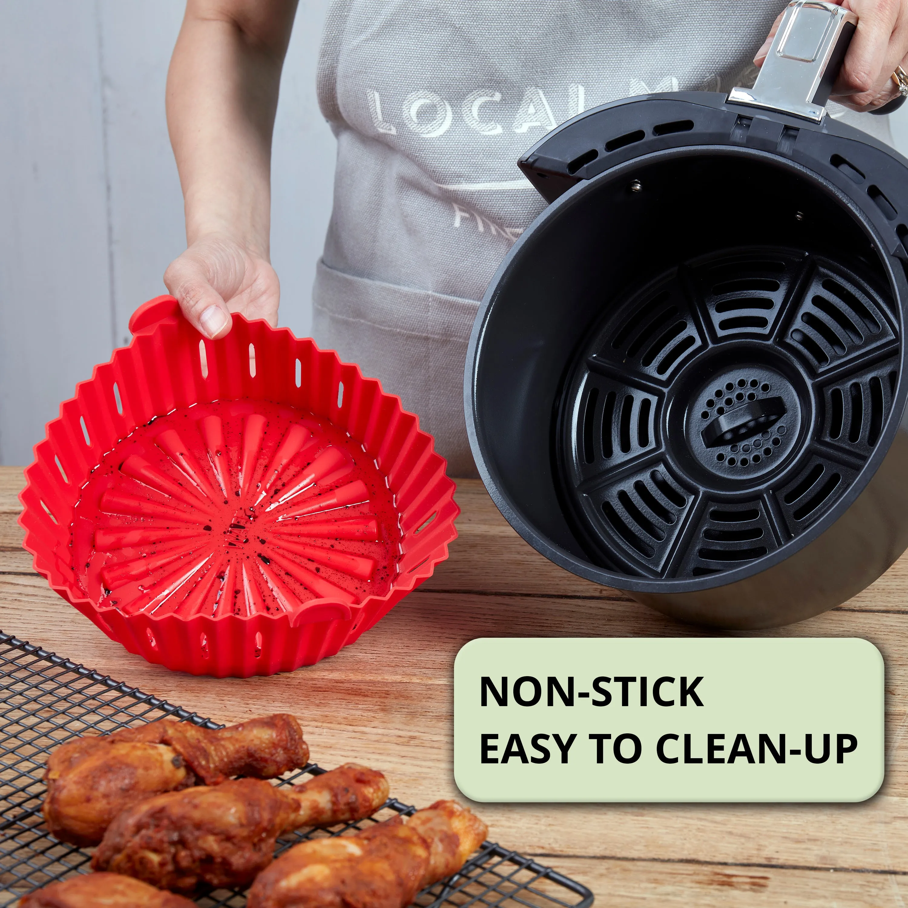 WAFE Silicone Air Fryer Liner 2PACK - Lime Green