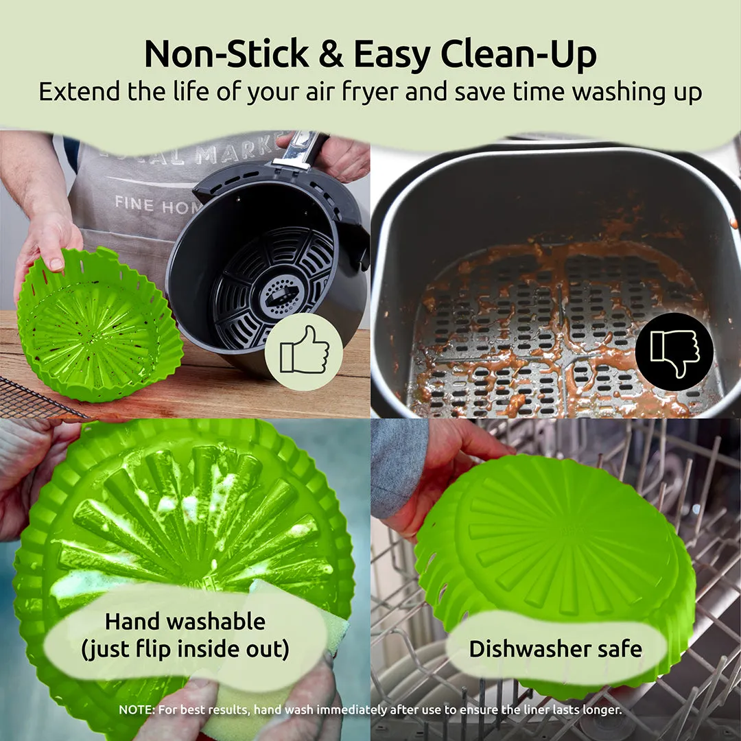 WAFE Silicone Air Fryer Liner 2PACK - Lime Green