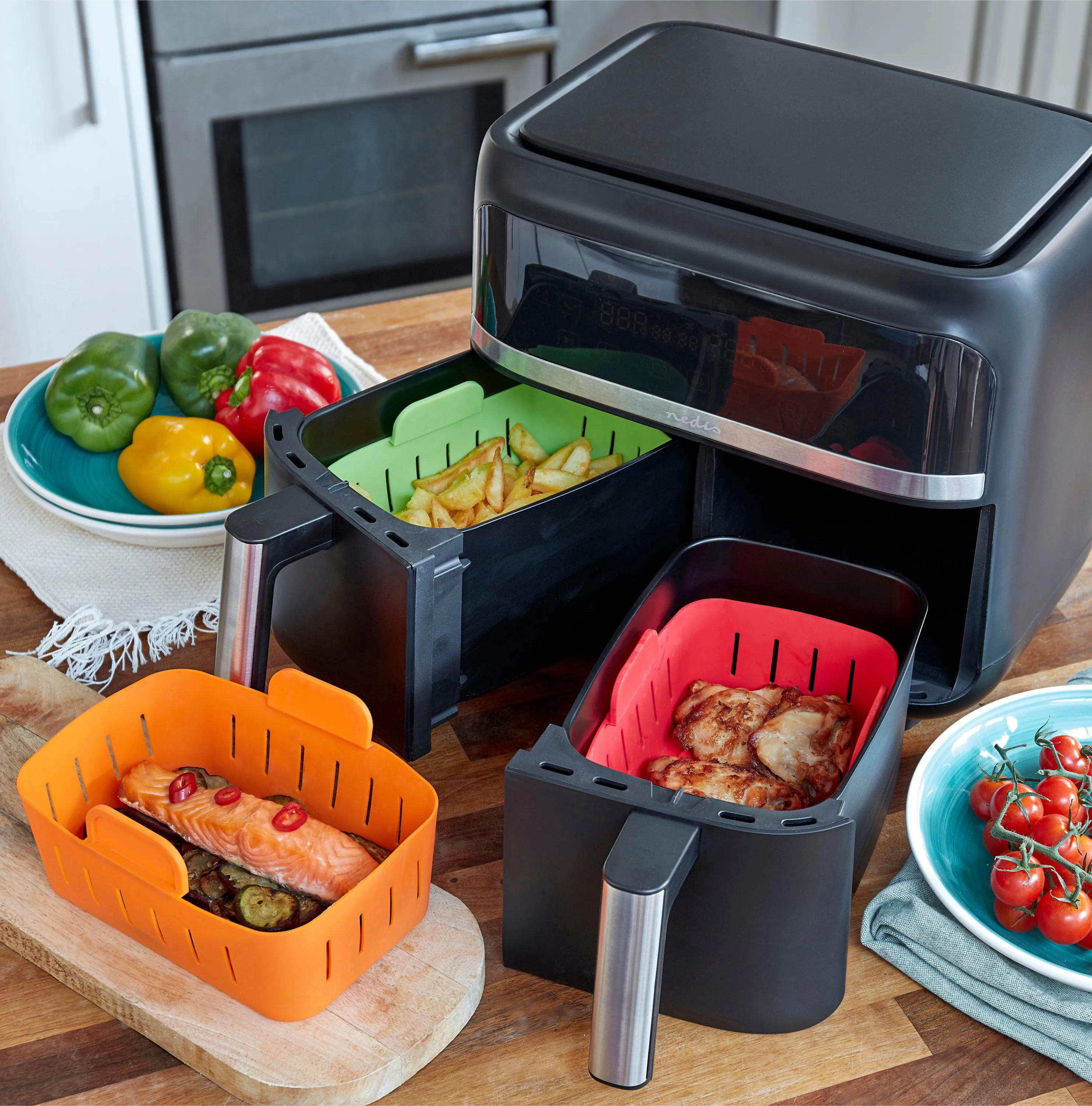 WAFE Silicone Air Fryer Ninja Liner 2PACK- Black