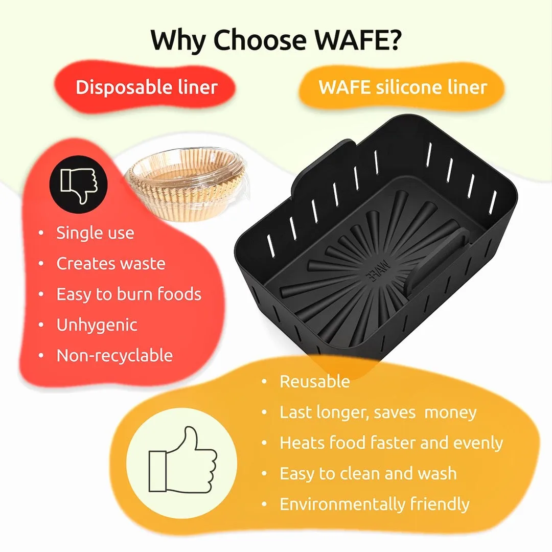 WAFE Silicone Air Fryer Ninja Liner 2PACK- Black