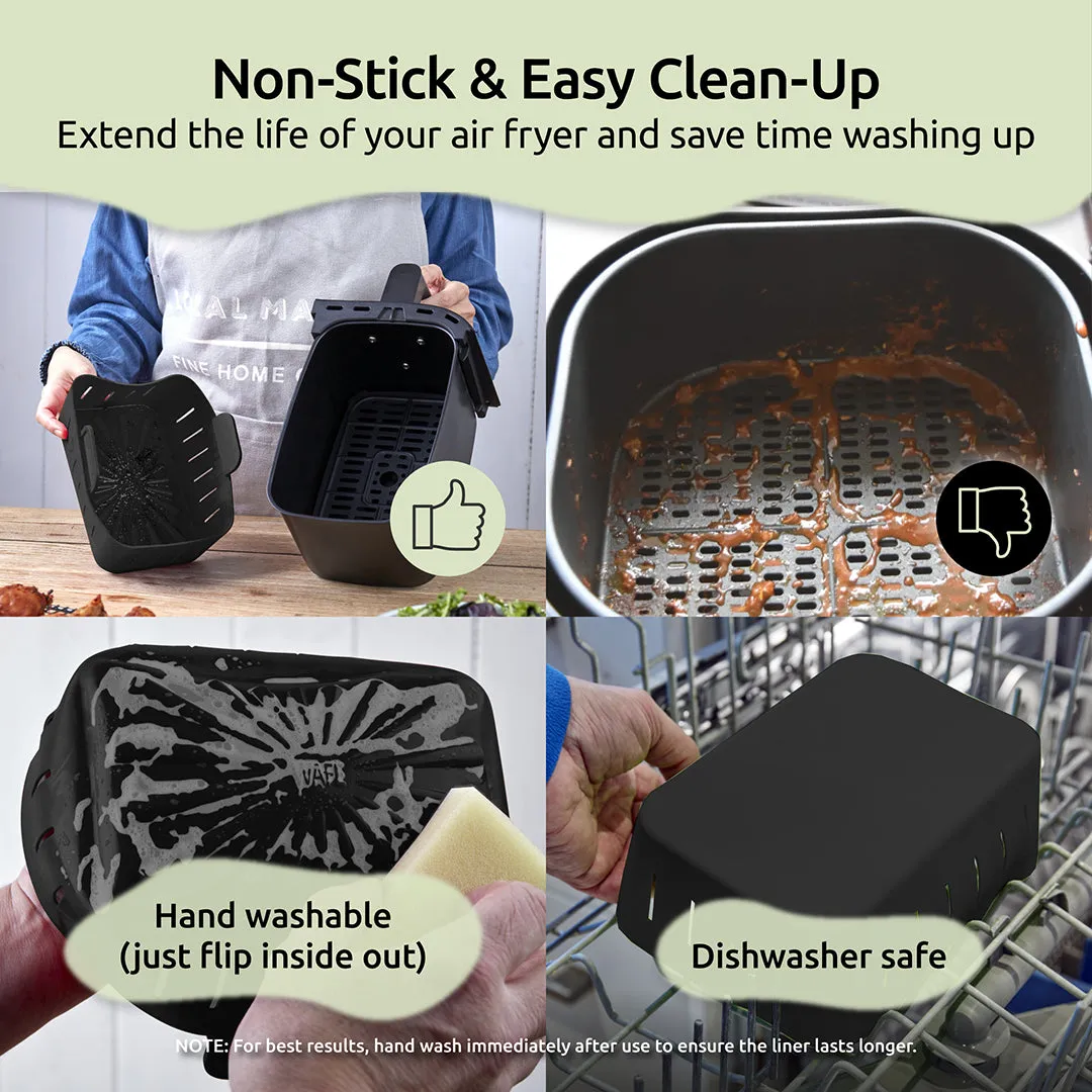 WAFE Silicone Air Fryer Ninja Liner 2PACK- Black