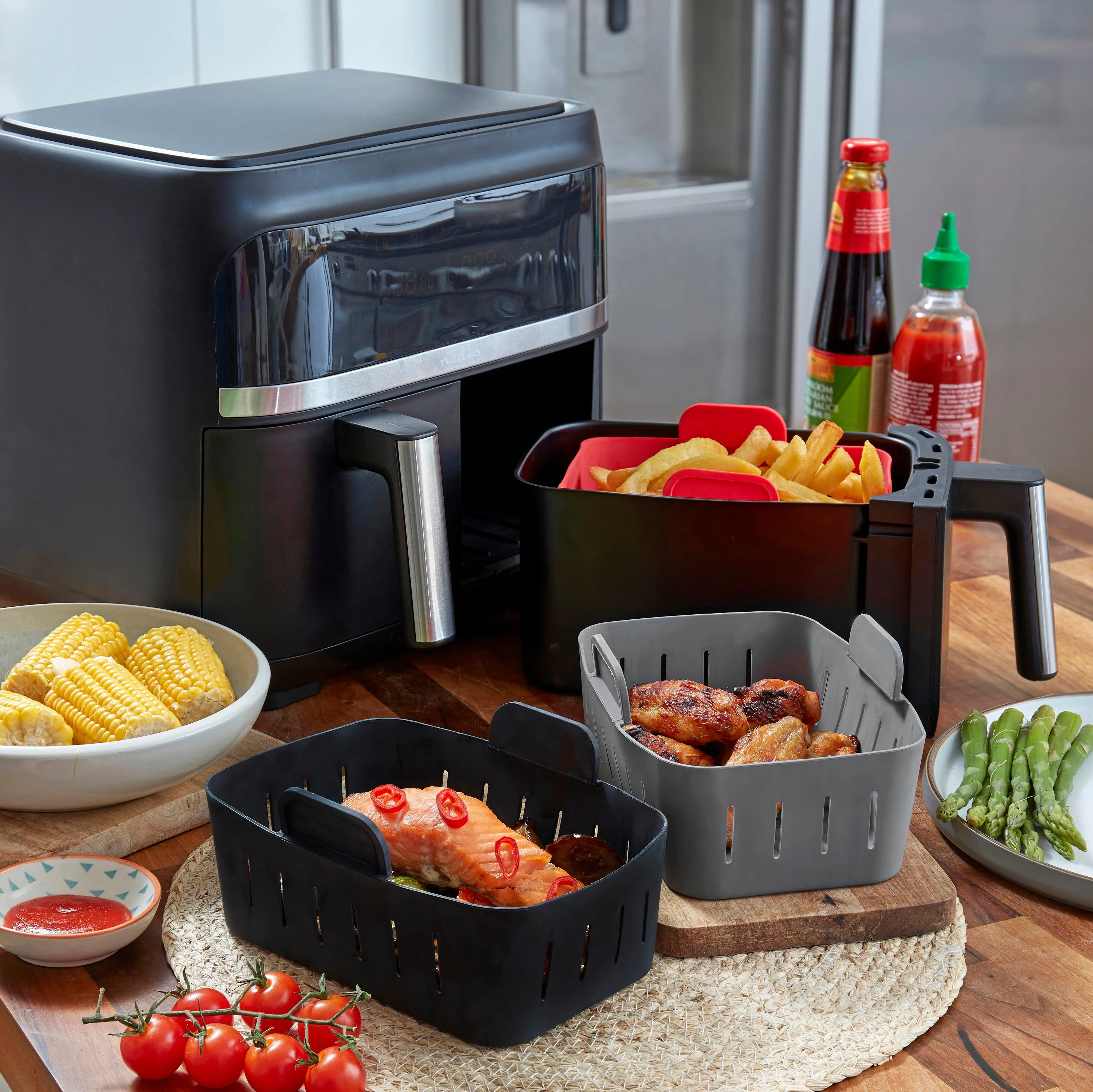 WAFE Silicone Air Fryer Ninja Liner 2PACK- Black