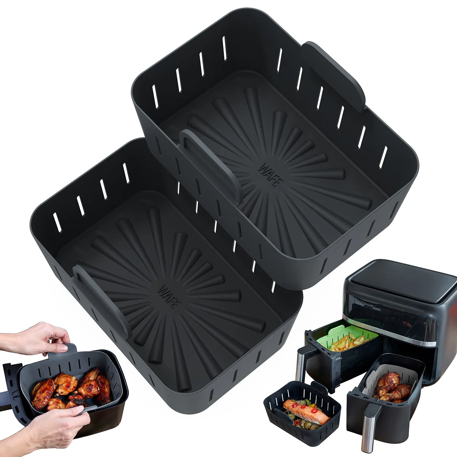 WAFE Silicone Air Fryer Ninja Liner 2PACK- Black