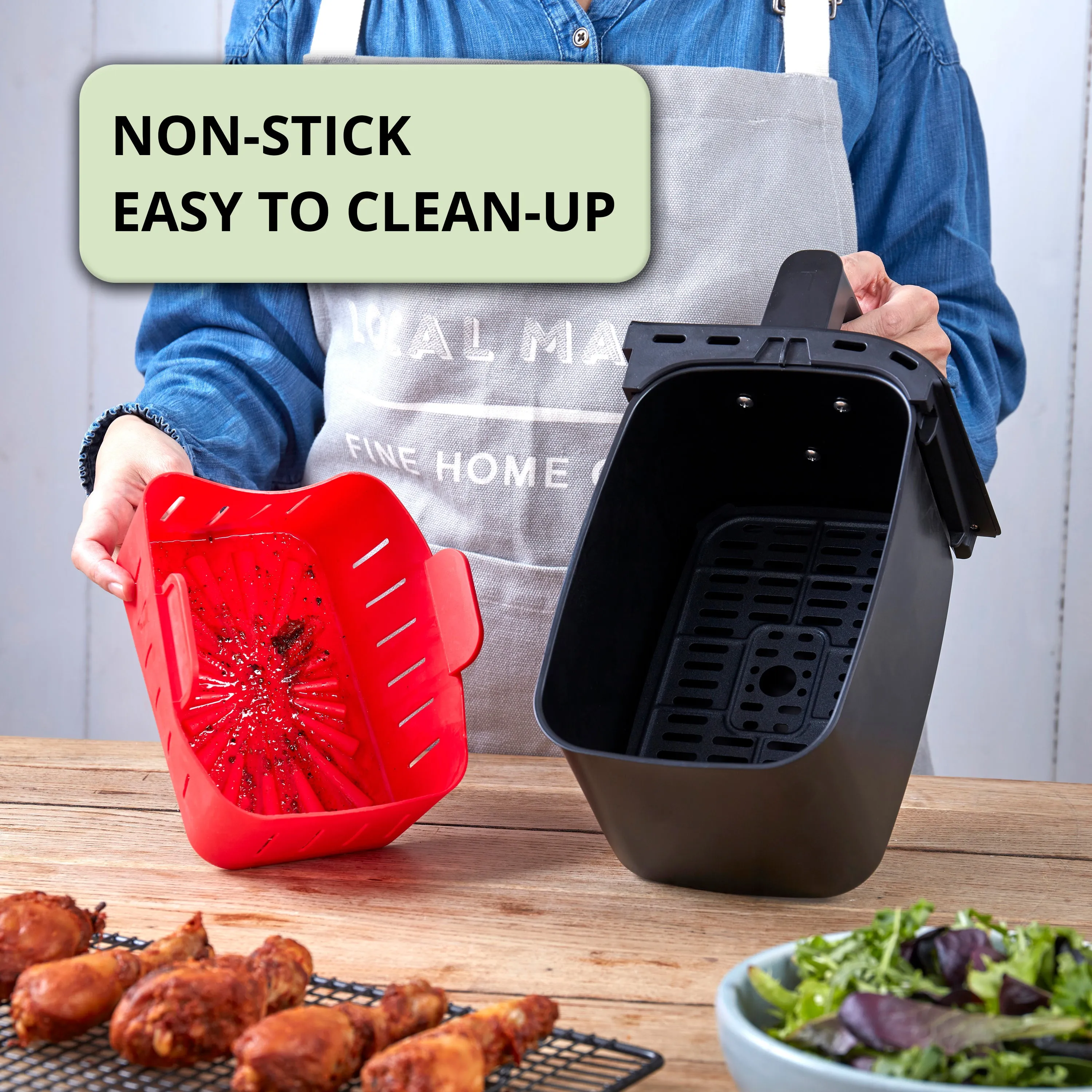 WAFE Silicone Air Fryer Ninja Liner 2PACK- Black