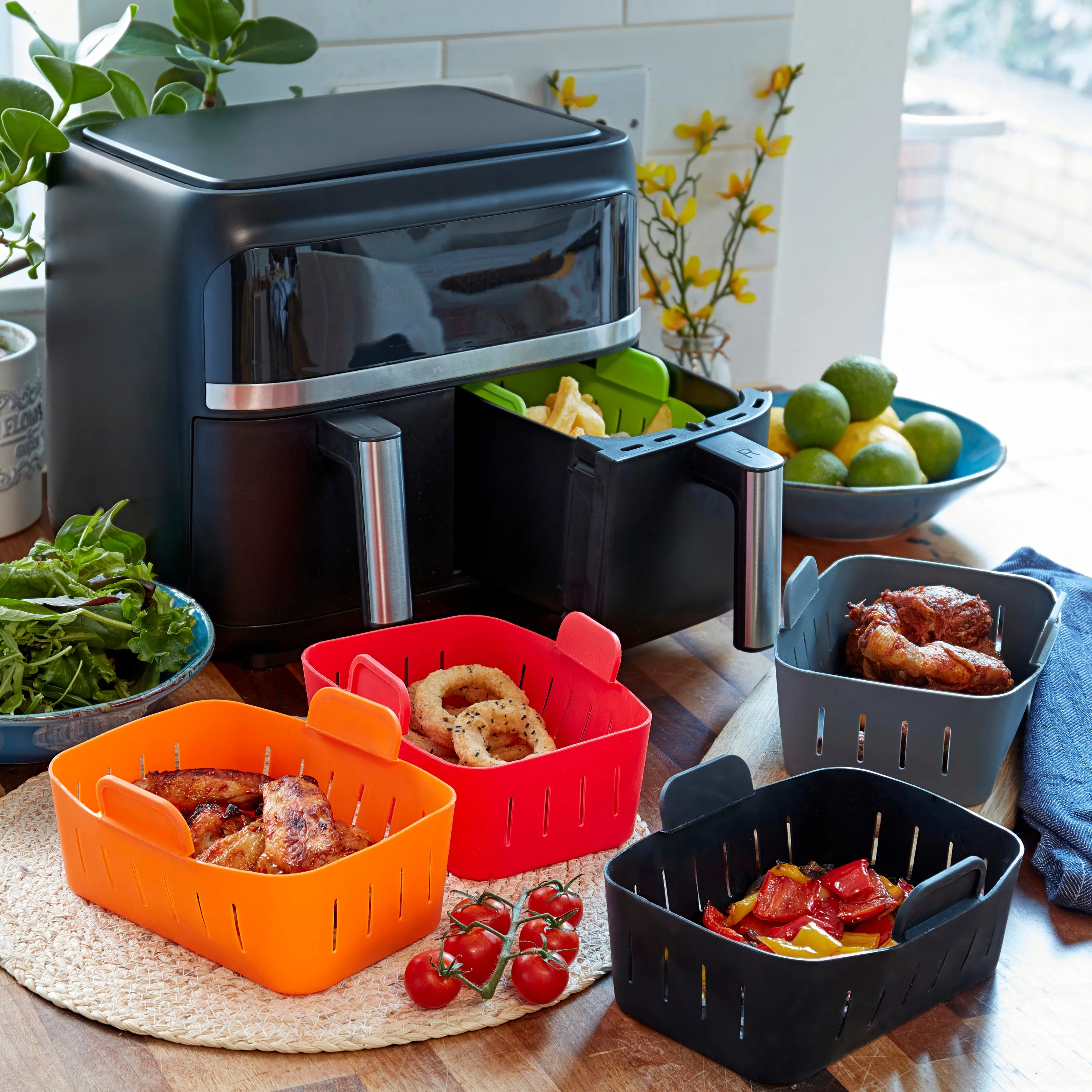 WAFE Silicone Air Fryer Ninja Liner 2PACK- Black