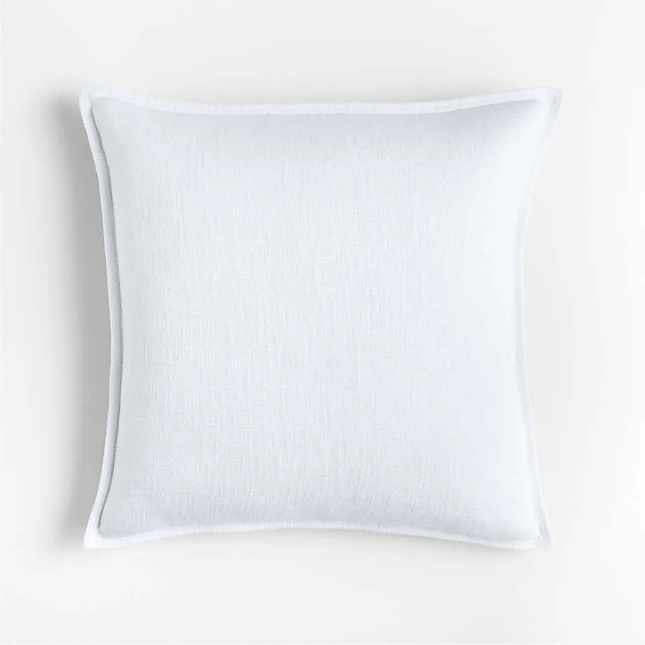 White 20"x20" Laundered Linen Throw Pillow Cover