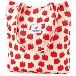 Women'S Corduroy Strawberry Shoulder Handbag, A-Strawberry