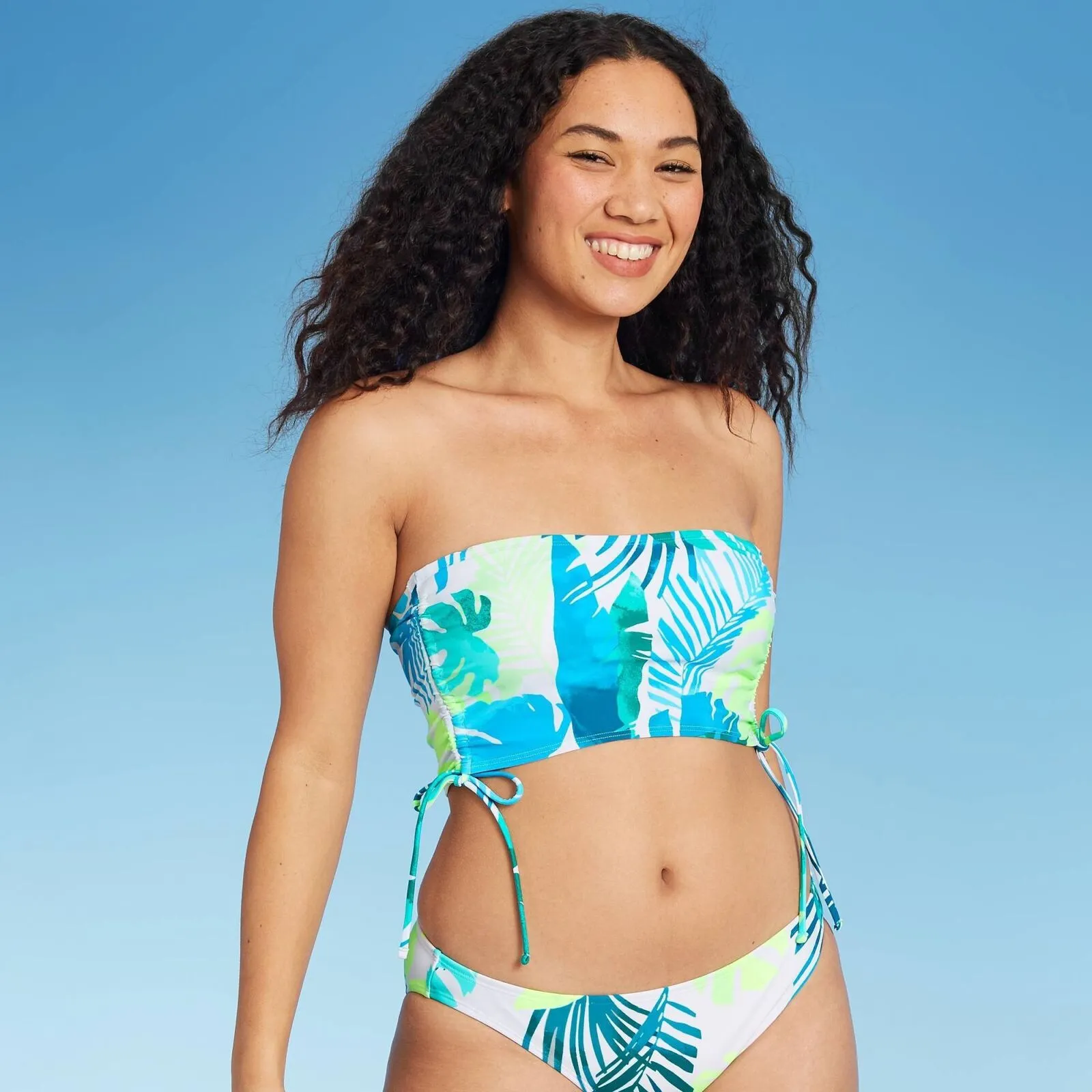 Xhilaration Women's Longline Side-Cinch Strapless Bandeau Bikini Top Small