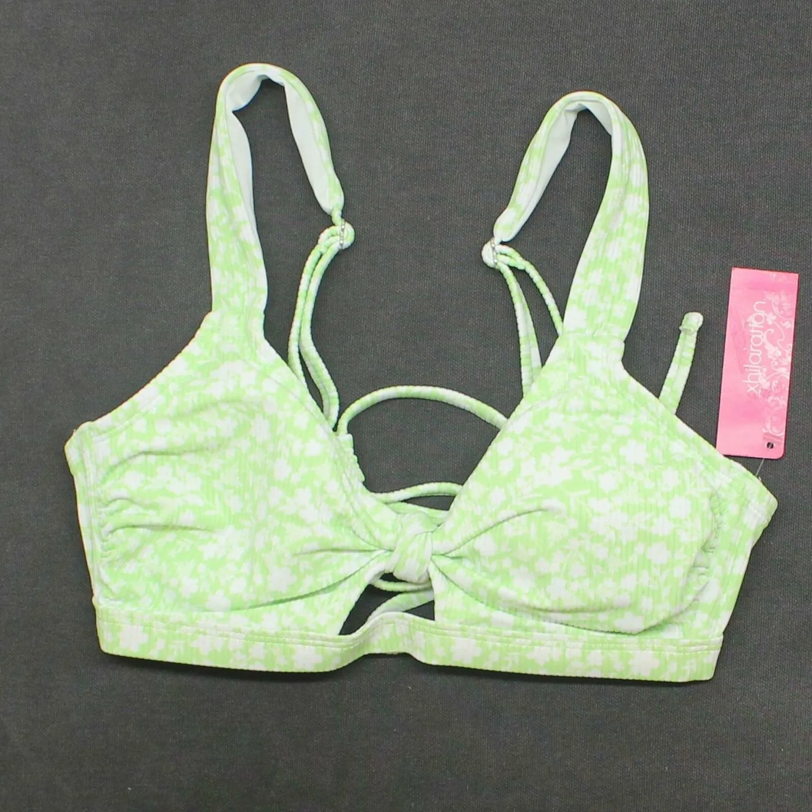 Xhilaration Women's Ribbed Knot-Front Bralette Bikini Top - D/DD