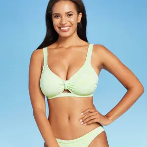 Xhilaration Women's Ribbed Knot-Front Bralette Bikini Top - D/DD