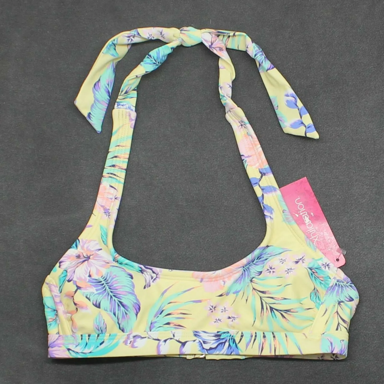 Xhilaration Women's Tropical Halter Bralette Bikini Top