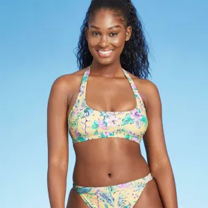 Xhilaration Women's Tropical Halter Bralette Bikini Top